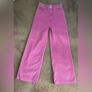 Pink Corduroy Wide Leg Pants